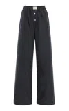 Comme Si La Boxer Alta Cotton-flannel Pants In Gray