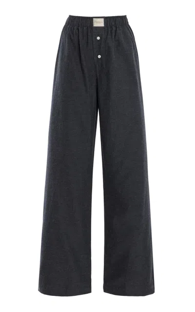 Comme Si La Boxer Alta Cotton-flannel Pants In Gray
