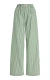 Comme Si La Boxer Alta Striped Cotton-poplin Pants In Green