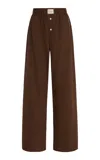 Comme Si La Boxer Alta Striped Cotton-poplin Pants In Brown
