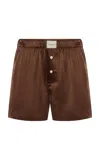 Comme Si La Boxer Classica Silk-charmeuse Shorts In Brown
