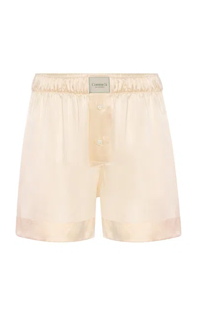 Comme Si La Boxer Classica Silk-charmeuse Shorts In Yellow