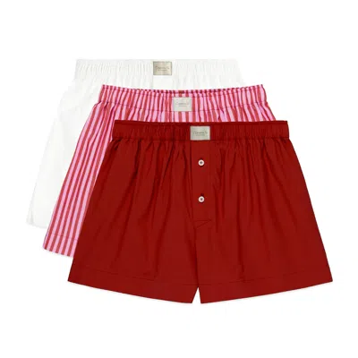 Comme Si La Boxer Classica Trio In Spritz Stripe,maraschino,and White