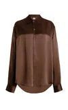 Comme Si La Classica Silk-charmeuse Shirt In Brown