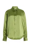 Comme Si La Classica Silk-charmeuse Shirt In Green