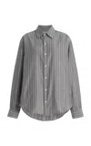 Comme Si La Classica Striped Cotton Flannel Shirt In Gray