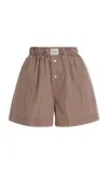 Comme Si La Classica Striped Cotton-poplin Boxer Shorts In Brown