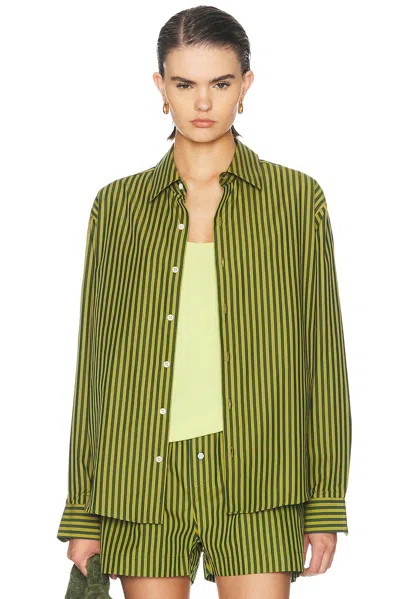 Comme Si La Classica Striped Cotton-poplin Shirt In Green