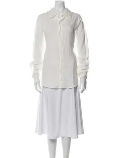 Pre-owned Comme Si Linen Long Sleeve Button-up Top W/ Tags In White