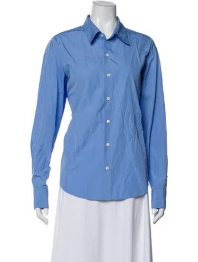 Pre-owned Comme Si Long Sleeve Button-up Top In Blue