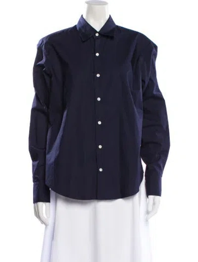 Pre-owned Comme Si Long Sleeve Button-up Top In Blue