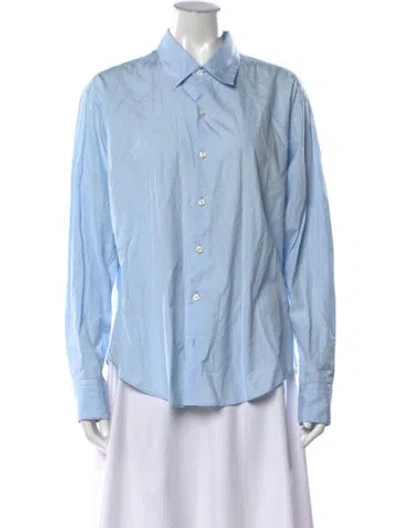 Pre-owned Comme Si Long Sleeve Button-up Top In Blue