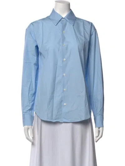 Pre-owned Comme Si Long Sleeve Button-up Top In Blue
