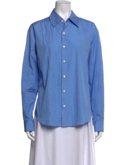 Pre-owned Comme Si Long Sleeve Button-up Top In Blue