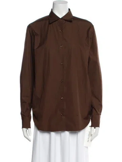 Pre-owned Comme Si Long Sleeve Button-up Top In Brown