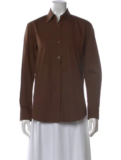 Pre-owned Comme Si Long Sleeve Button-up Top In Brown