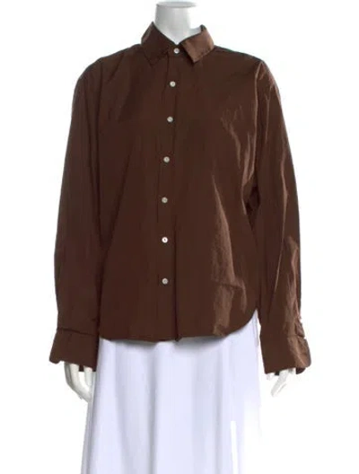 Pre-owned Comme Si Long Sleeve Button-up Top In Brown