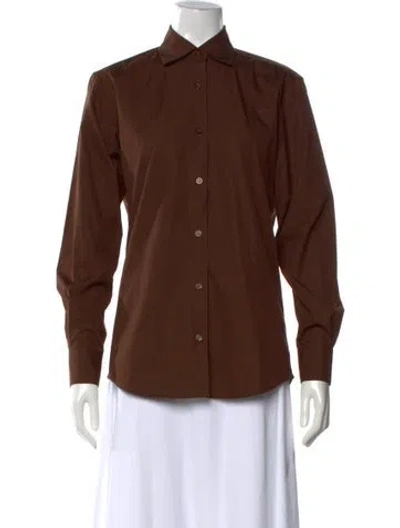 Pre-owned Comme Si Long Sleeve Button-up Top In Brown