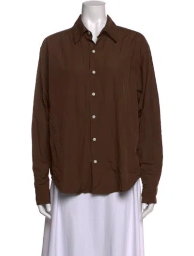 Pre-owned Comme Si Long Sleeve Button-up Top In Brown