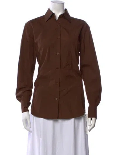 Pre-owned Comme Si Long Sleeve Button-up Top In Brown