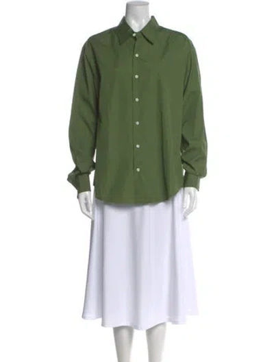 Pre-owned Comme Si Long Sleeve Button-up Top In Green