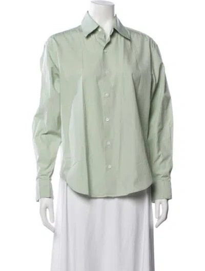 Pre-owned Comme Si Long Sleeve Button-up Top In Green