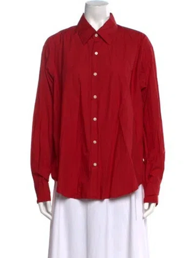 Pre-owned Comme Si Long Sleeve Button-up Top In Red