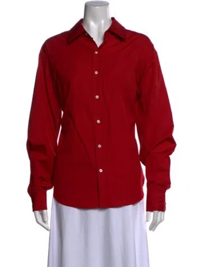 Pre-owned Comme Si Long Sleeve Button-up Top In Red