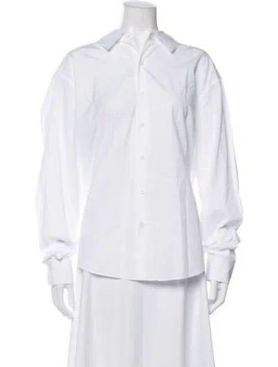 Pre-owned Comme Si Long Sleeve Button-up Top In White
