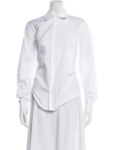 Pre-owned Comme Si Long Sleeve Button-up Top In White