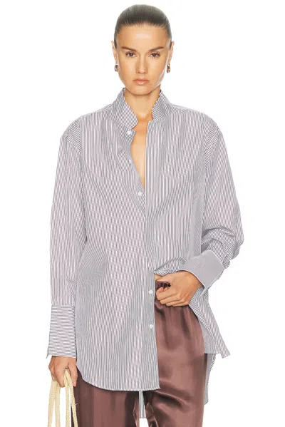 Comme Si Mandrin Collar Tunic Top In Sorrento Stripe