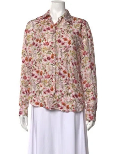 Pre-owned Comme Si Silk Floral Print Blouse In Multicolor