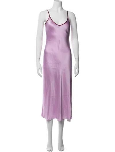 Pre-owned Comme Si Silk Long Dress In Purple