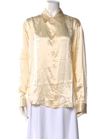 Pre-owned Comme Si Silk Long Sleeve Button-up Top In Neutral