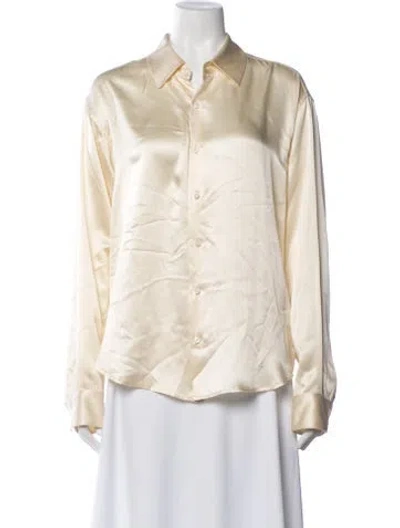 Pre-owned Comme Si Silk Long Sleeve Button-up Top In Neutral