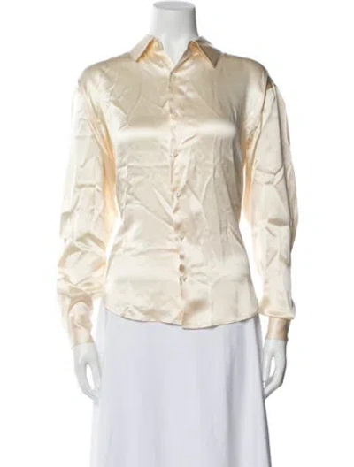 Pre-owned Comme Si Silk Long Sleeve Button-up Top In Neutral