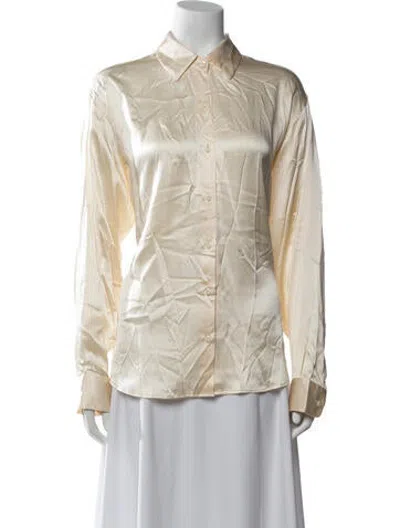 Pre-owned Comme Si Silk Long Sleeve Button-up Top W/ Tags In Neutrals