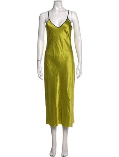 Pre-owned Comme Si Silk Midi Length Dress In Green
