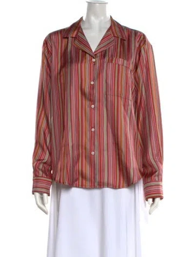 Pre-owned Comme Si Silk Striped Button-up Top In Multicolor