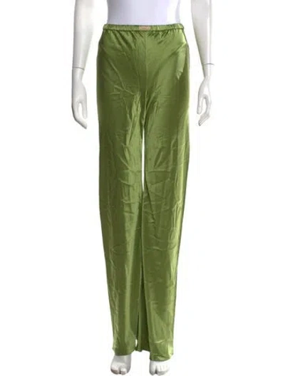 Pre-owned Comme Si Silk Wide Leg Pants In Green