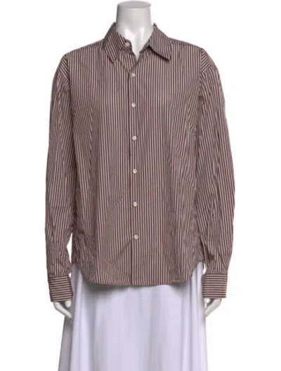 Pre-owned Comme Si Striped Long Sleeve Button-up Top In Multicolor