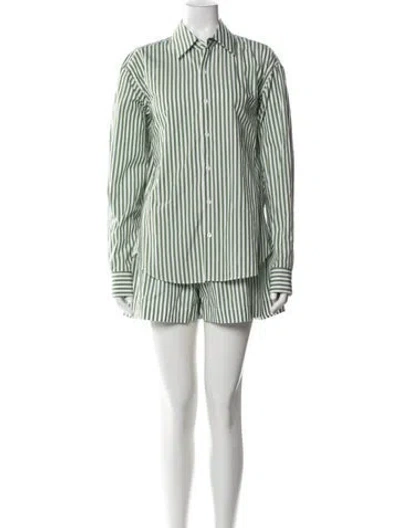 Pre-owned Comme Si Striped Short Set In Green