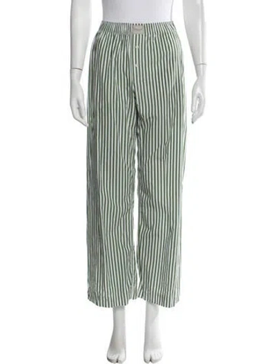 Pre-owned Comme Si Striped Wide Leg Pants In Green