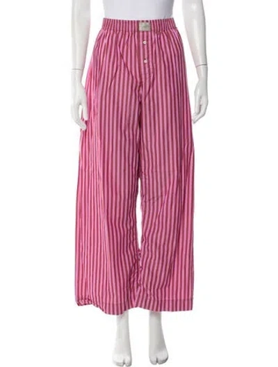 Pre-owned Comme Si Striped Wide Leg Pants In Pink