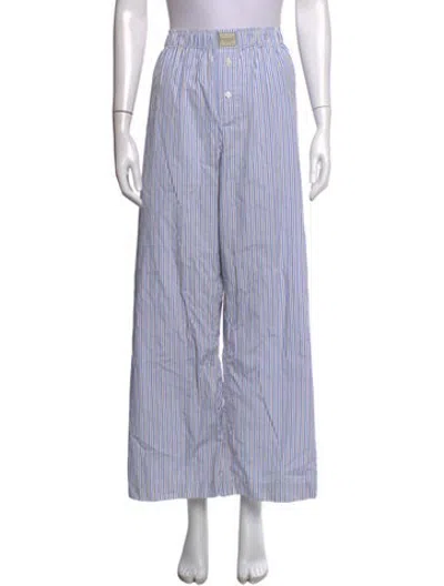 Pre-owned Comme Si Striped Wide Leg Pants In White