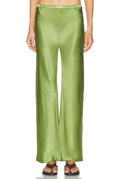Comme Si Silk Straight-leg Pants In Green