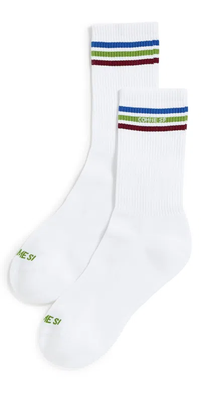 Comme Si The Tennis Socks White W/ Multi