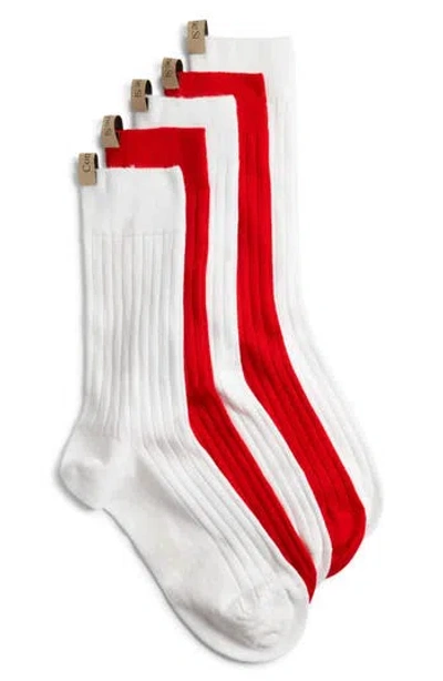 Comme Si The Yves 6-pack Assorted Rib Socks Set In Red