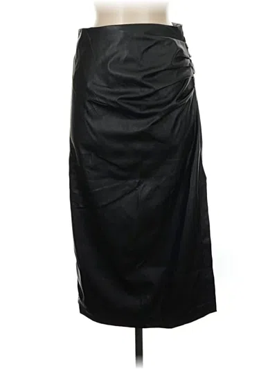 Pre-owned Commense Faux Leather Skirt In Black