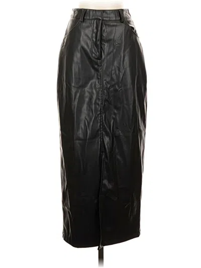 Pre-owned Commense Faux Leather Skirt In Black
